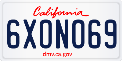 CA license plate 6XON069