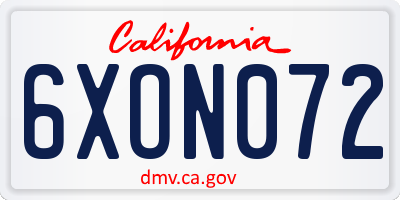 CA license plate 6XON072