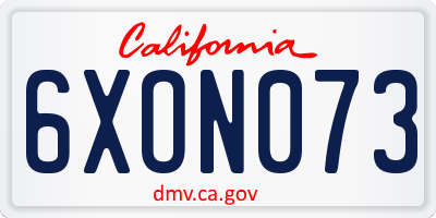 CA license plate 6XON073