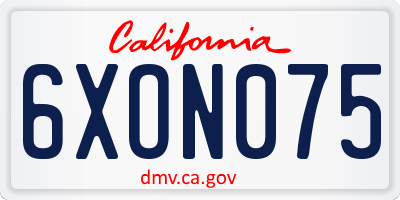 CA license plate 6XON075