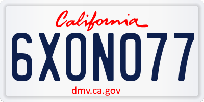 CA license plate 6XON077