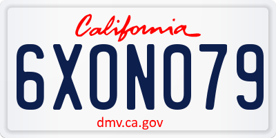 CA license plate 6XON079