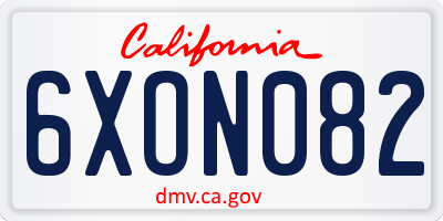 CA license plate 6XON082