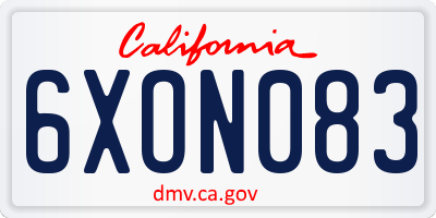CA license plate 6XON083