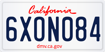 CA license plate 6XON084