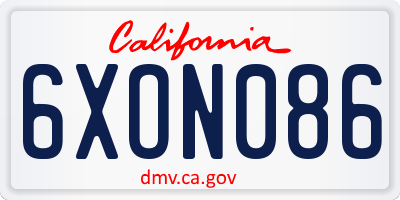 CA license plate 6XON086