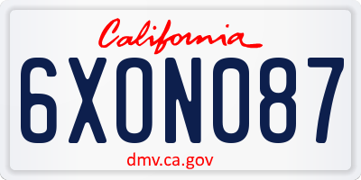 CA license plate 6XON087