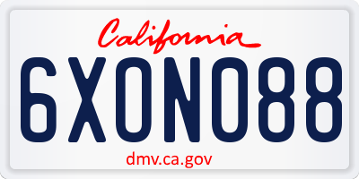 CA license plate 6XON088