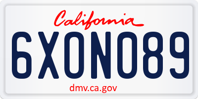 CA license plate 6XON089