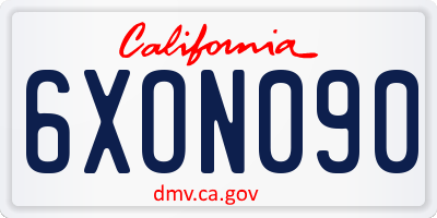 CA license plate 6XON090