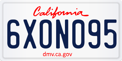 CA license plate 6XON095