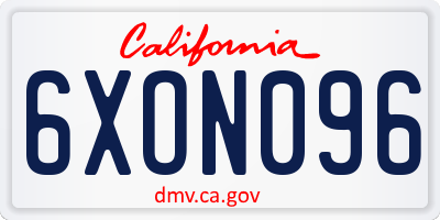 CA license plate 6XON096