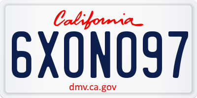 CA license plate 6XON097