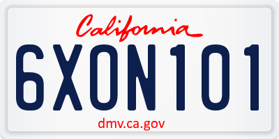 CA license plate 6XON101