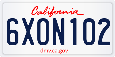 CA license plate 6XON102