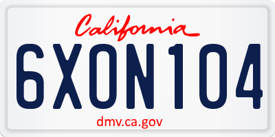 CA license plate 6XON104