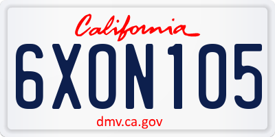 CA license plate 6XON105