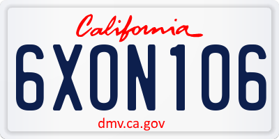 CA license plate 6XON106