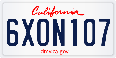 CA license plate 6XON107