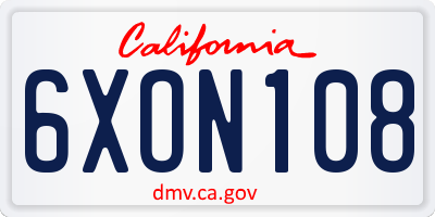 CA license plate 6XON108