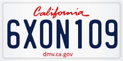 CA license plate 6XON109