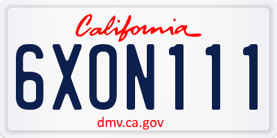 CA license plate 6XON111