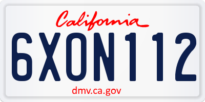 CA license plate 6XON112