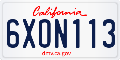 CA license plate 6XON113