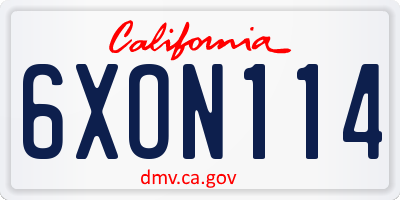 CA license plate 6XON114