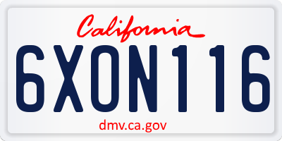 CA license plate 6XON116