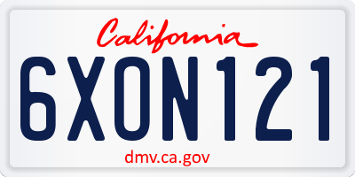 CA license plate 6XON121