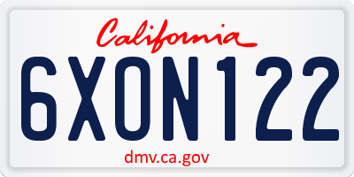 CA license plate 6XON122