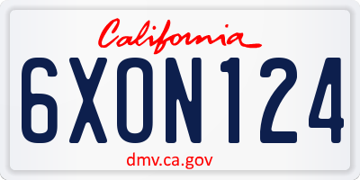 CA license plate 6XON124