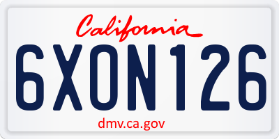 CA license plate 6XON126