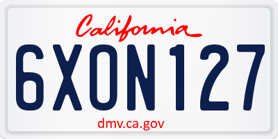 CA license plate 6XON127