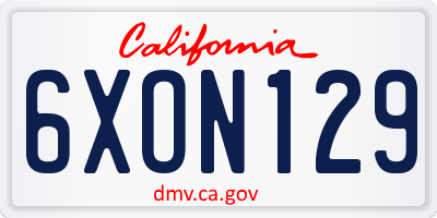 CA license plate 6XON129