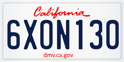 CA license plate 6XON130