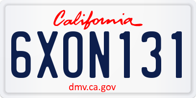 CA license plate 6XON131