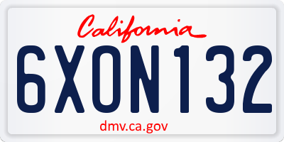 CA license plate 6XON132