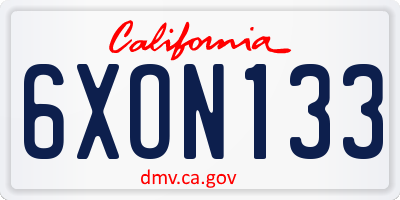 CA license plate 6XON133