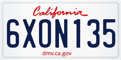 CA license plate 6XON135