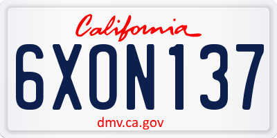 CA license plate 6XON137