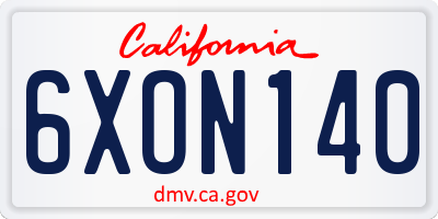 CA license plate 6XON140