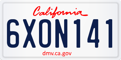 CA license plate 6XON141