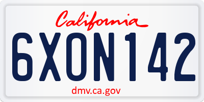 CA license plate 6XON142
