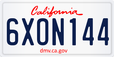 CA license plate 6XON144