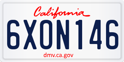 CA license plate 6XON146