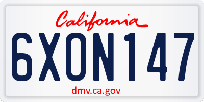 CA license plate 6XON147
