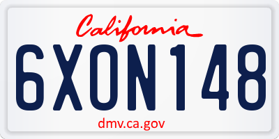 CA license plate 6XON148