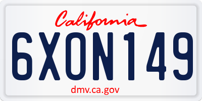 CA license plate 6XON149